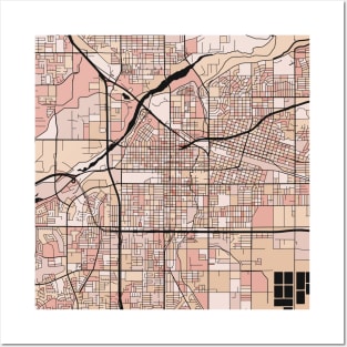 Bakersfield Map Pattern in Soft Pink Pastels Posters and Art